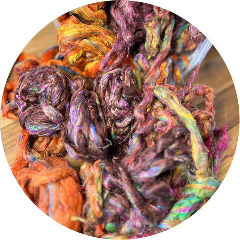 Recycled Sari Silk for spinning